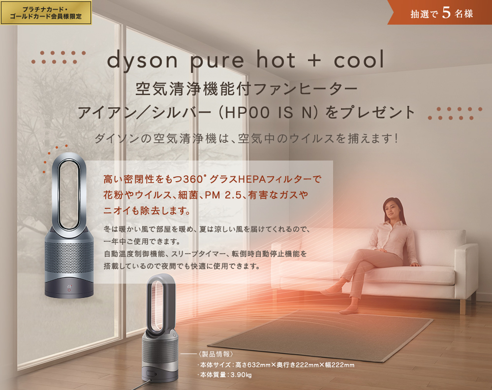 プレミアムセレクション dyson pure hot + cool 空気清浄機能付ファンヒーターアイアン／シルバー（HP00 IS N）を