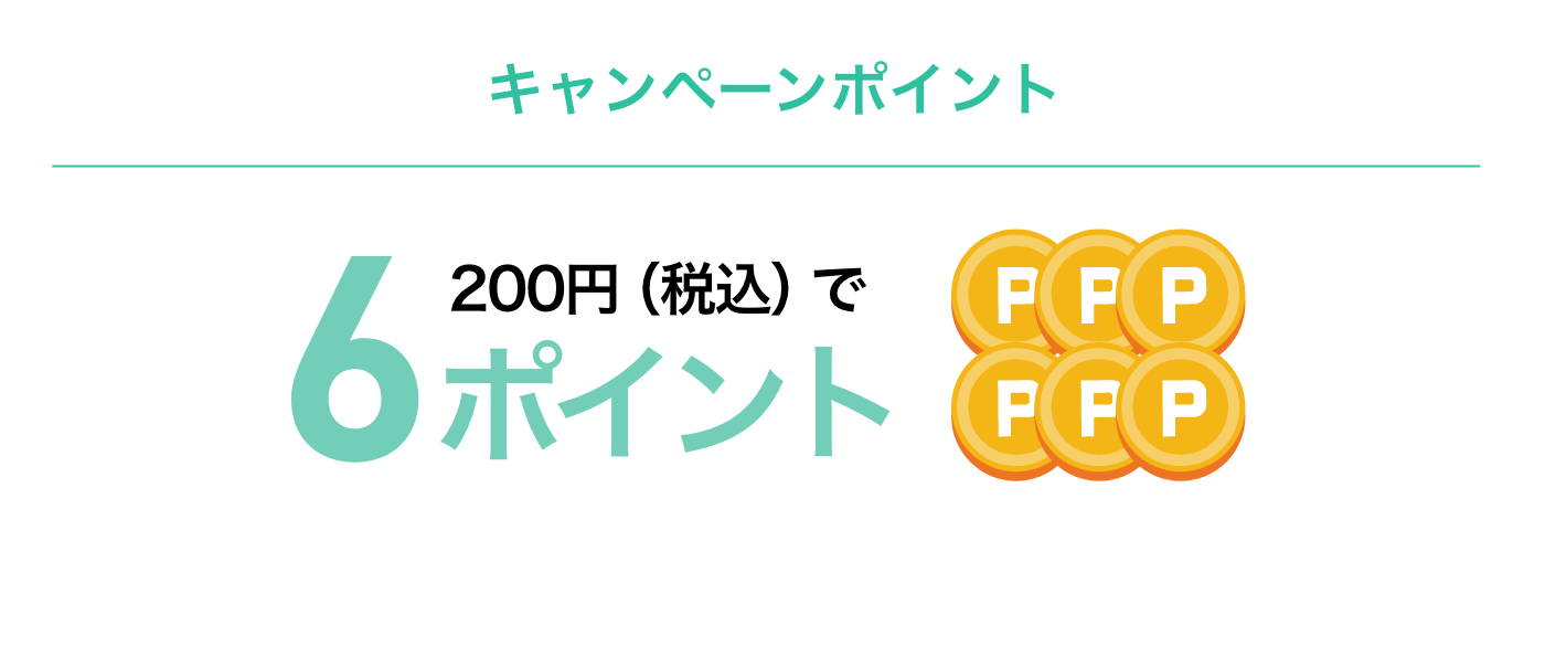 基本ポイント200円（税抜）で6ポイント